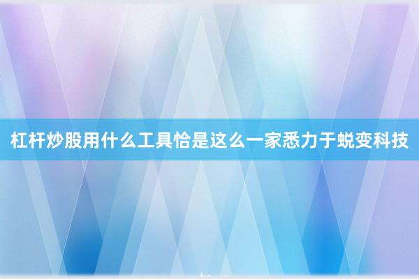 杠杆炒股用什么工具恰是这么一家悉力于蜕变科技