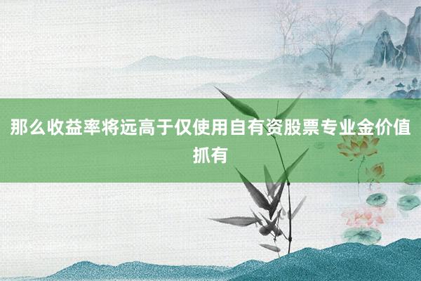 那么收益率将远高于仅使用自有资股票专业金价值抓有