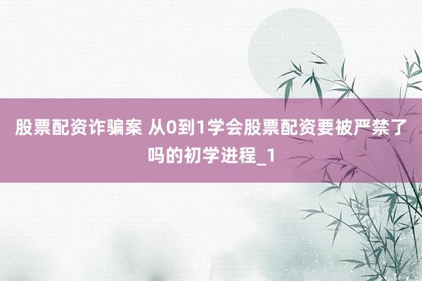 股票配资诈骗案 从0到1学会股票配资要被严禁了吗的初学进程_1