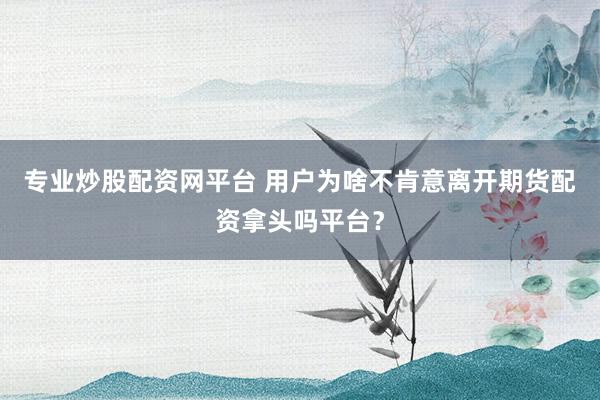 专业炒股配资网平台 用户为啥不肯意离开期货配资拿头吗平台？